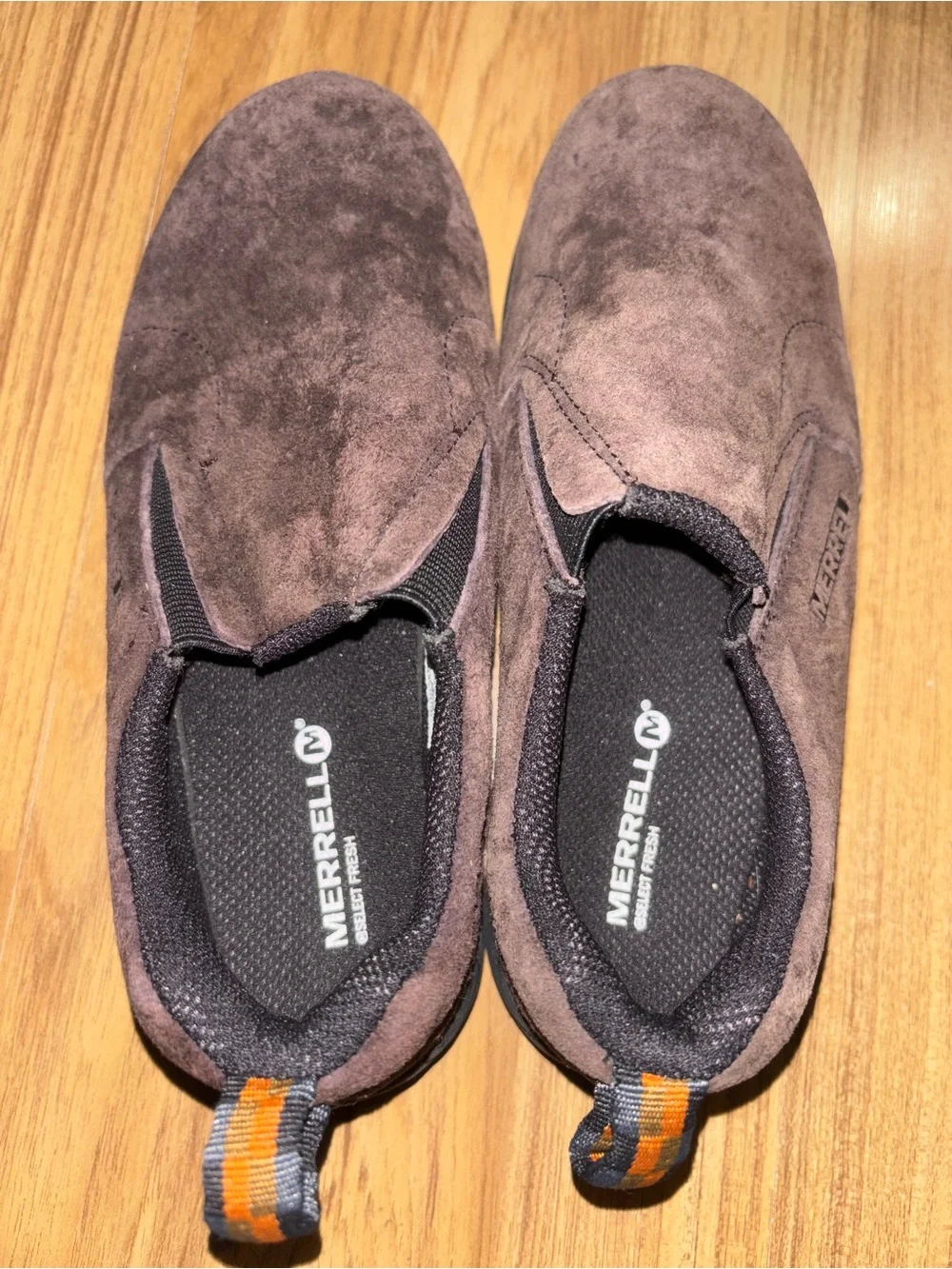 Merrell Brown Suede Kids Slip-On Loafers